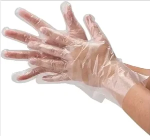 0.6g Transparent Disposable Food Gloves Cleaning PE Plastic Gloves L XL Model Shandong Origin