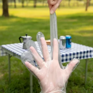 0.6g Transparent Disposable Food Gloves L XL Sizes PE Plastic for Urban Roads Construction Use