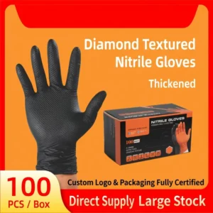 10 Mil Industry Mechanic Heavy Duty Oem logo Custom Food Car Cleaning Truck Auto Diamond Texture Nitrile Glove Gloves