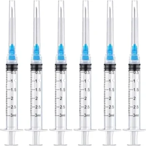 10 Pack 3ml/cc Disposable Luer Lock Lab Syringes with 23Ga 1.5-Inch Needle Individually Sealed Made in China