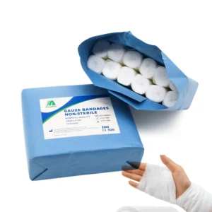100% Cotton Gauze Bandage Roll with Tape 4 Inch by 4 Yards Breathable Medical Elastic Bandage CE Certified