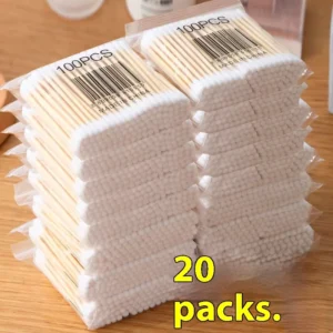 100 Disposable Double Ended Cotton Swabs for Ear Cleaning & Makeup Removal Hygienic Home Use