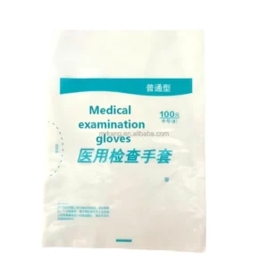 100 PCS Bag Surgical Use Transparent Environmental Friendly Hot Stamping PE Bag Medical Examination Gloves ISO9001