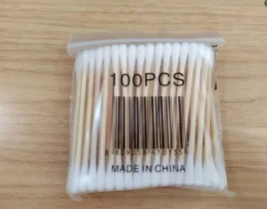 100 PCS Cotton Swabs OEM Round Box Packed Ear Cleaning Qtips with Bamboo Wood Paper Sticks for Daily Use