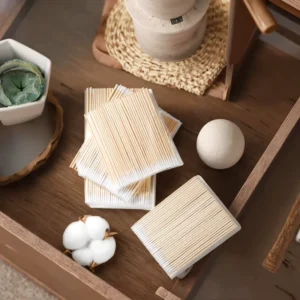 100 Pcs Eco Friendly Mini Multifunctional Thin Fine Point Natural Bamboo Cotton Swab Custom Wooden Handle Professional