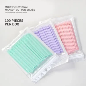 100 Pcs Plastic Breathable Lash Cleaning Swabs Bagged/Boxed Makeup Correction Tools Nano Cotton Buds Touch-up Eyelash Cosmetic