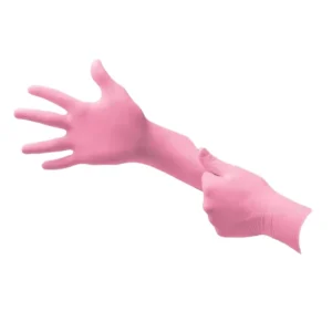 100 Piece Disposable Nitrile Safety Gloves Anti Cut Anti Slip Features Latex Coating Beauty Make Up Salon Spa Use Packaged Pink