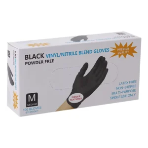 100 Pieces Box Black Heavy Disposable Nitrile Vinyl Blend Powder Free Work Safety Gloves for Home