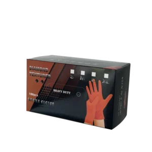 100 Pieces a Box Orange Color Disposable Nitrile Gloves Heavy Duty Industrial Usage Textured Work Safety Nitrile Gloves