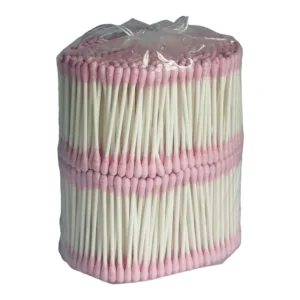 1000PCS Double ended Cleaning Cotton Swabs with Dual Spiral Tip Recyclable Disposable Pink 75mm Coarse Paper Axes