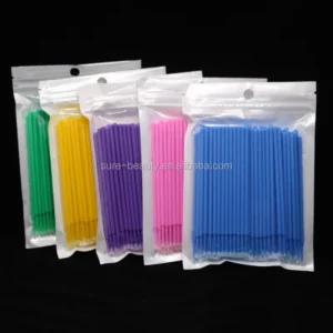 100PCS Disposable Plastic Handle Cotton Swab Eyelash Brushes Individual Eyelashes Microbrush Lash Removing Extension