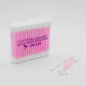 100Pcs Colorful Plastic Stick Cotton Swabs Double Round Tips Skin Friendly Sealed Bag Pack for Cleaning and Makeup