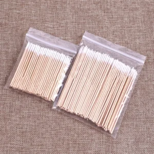 100pcs Bag Disposable Thin Wood Small Head Makeup Swabs Portable Cotton Swab Natural Eyelash Cleaning Beauty