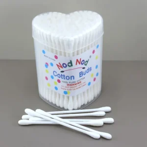 100pcs Bamboo Cotton Swabs Disposable Double Head Cotton Buds in Clear for Baby Ear Care Daily Cleaning
