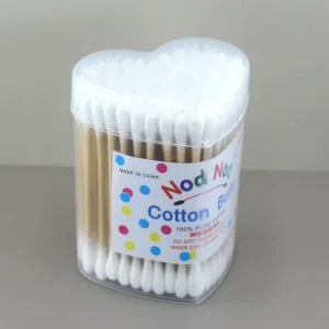 100pcs Custom Private Label Bamboo Cotton Swabs Biodegradable Double Tips in Bulk for Cosmetic & Personal Care OEM ODM