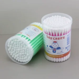 100pcs Custom Private Label Plastic Cotton Swabs Biodegradable Double Tips in Bulk for Cosmetic & Personal Care OEM