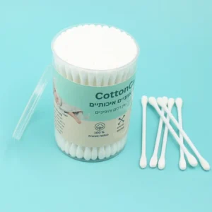 100pcs Custom Private Label Plastic Cotton Swabs Biodegradable Double Tips in Bulk for Cosmetic & Personal Care OEM ODM