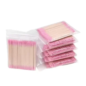 100pcs Disposable Bamboo Wood Paper Stick Daily Use Mini Tips Cotton Swabs for Nail Cleaning