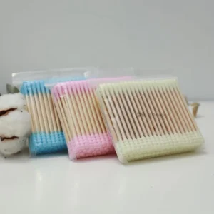 100pcs Disposable Biodegradable Colorful Bamboo Paper Stick Cotton Ear Swabs for Certified OEM