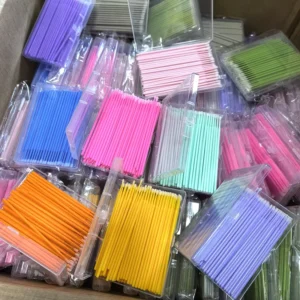 100pcs Eco Friendly Super Soft Disposable Micro Swab Brush Applicators Cotton Bud Eyelash Extension Mascara Brushes for Eyebrow