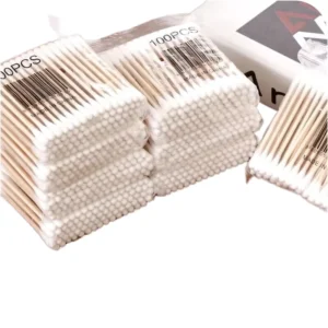 100pcs Eco friendly Double Head Wood Cotton Swab Nose Cleaning Daily Use Cotton Buds Sticks