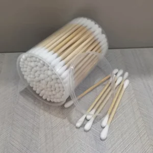 100pcs High Quality Bamboo Stick Cotton Buds Wooden Stick Cotton Swabs Custom Logo Factory Ear Swab