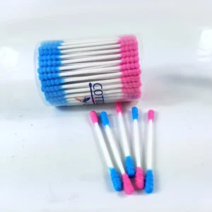 100pcs High Quality Biodegradable Disposable Colorful Cotton Swabs with Double Spiral Heads Paper Stick Q Tips