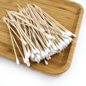 100pcs Wooden Applicator Single Tip Cotton Swabs 6 Inch Disposable Buds