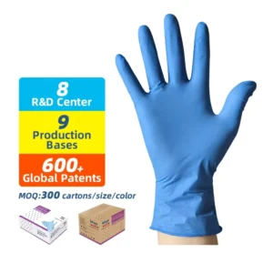 100pcs box Gloves Nitrile Doctor Medical Examination Dentist Ice Blue Disposable Powder Free 3mil Nitrile Gloves for Hospital