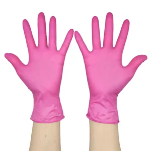 100pcs box Nitrile Gloves Hospital Dental Examination Waterproof 4mil Disposable Powder Free Rose Red Nitrile Gloves for Medical