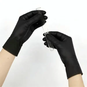 100pcs box Waterproof Non slip Textured Fingertips Touch Screen Disposable Black Powder Free 3mil Nitrile Gloves for Laboratory
