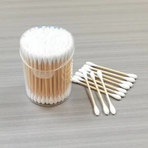 100pcs custom Private Label Bamboo Cotton Swabs Biodegradable Double Tips in Bulk for Cosmetic & Personal Care OEM ODM