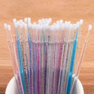100pk Glitter Sparkly Micro Swab Brush Applicators Wand Cotton Bud for Eyelash Extension Eyebrow Tattoo Microblading