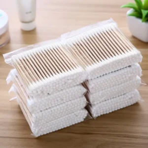 100psc/bag Disposable Ddouble-ended Cotton Swabs Wooden Swabs Makeup Cotton Swabs Pointed Round Tip Ears Cleaning Tools