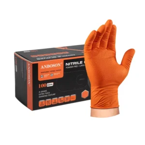 10mil Industrial Diamond-Pattern Nitrile Gloves Powder-Free Waterproof Oil Resistant Work Gloves Acid and Alkali Resistant