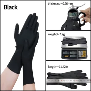 12 Inch Black Disposable Nitrile Gloves Industrial Use Touchscreen Compatible Protective Anti Slip for Mechanical Maintenance