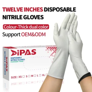 12-Inch Black & White Double-Layer Disposable Gloves Powder-Free & Durable for Industrial & Food Handling Use