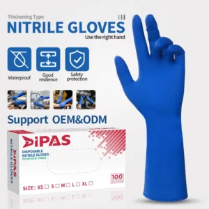 12 Inch Blue Nitrile Gloves Long Cuff Disposable