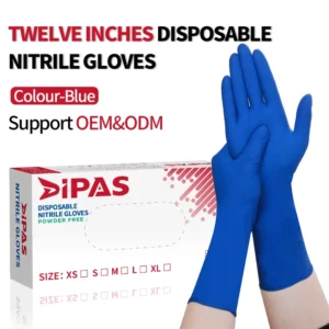 12 Inch Deep Blue Nitrile Gloves for Industrial Use