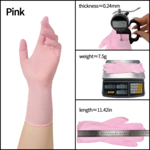 12 Inch Long Sleeve Pink Disposable Nitrile Gloves for Toilet Cleaning Dishwashing and Household Use