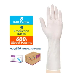 12 Inch Nitrile Examination Gloves Latex Free Hospital White Disposable Powder Free 4mil Long Cuff Gloves for Medical