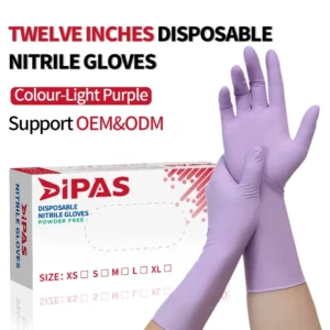 12 Inch Purple Nitrile Gloves Powder Free Durable for Industrial & Food Use