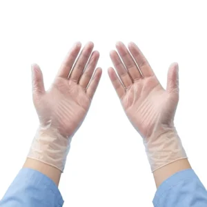 12 Inch Translucent Disposable PVC Industrial Gloves Latex & Powder Free Elastic Cuff Oil Resistant