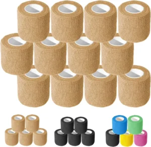 12 Pack Self Adhesive Cohesive Bandage Wrap Breathable Elastic Athletic Tape for Sports Injury First Aid Vet Pet Care