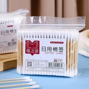 12 Packs 200pcs Large Bag of Cotton Swabs for Home Use With Wooden Handle and Double Ended Cosmetic Cotton Swabs