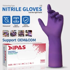 12″ Purple Nitrile Disposable Gloves Chemical Resistant Latex Free