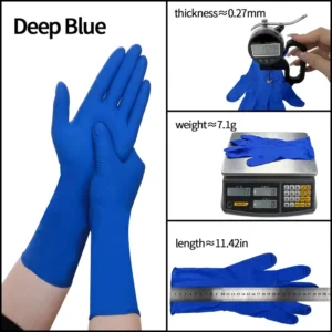 12 inch Long cuff Dark Blue Disposable Nitrile Food grade Gloves for Toilet Cleaning Dishwashing and Household Use