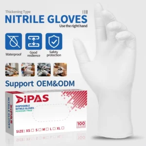 12-inch Long-cuff White Disposable Nitrile Food-grade Gloves for Toilet Cleaning Dishwashing and Household Use