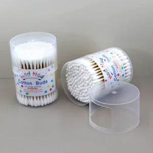 120pcs Premium Organic Cotton Swabs Qtips Custom Logo Bamboo Wood Stick Multi Purpose Ear Cleaning Cotton Ear Buds