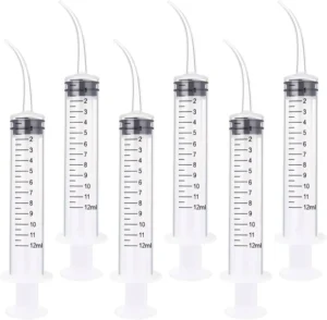 12cc Plastic Curved Tip Syringes and Needles Disposable Small Plastic Tipped Syringe Oral Syringe with Gauge Tip